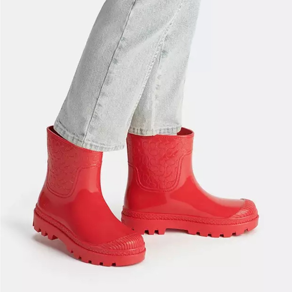 Coach Millie Rain Booties RED